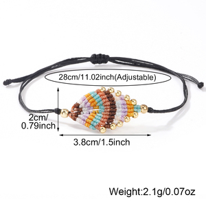 New Bohemian Handmade Jewelry Gold Plated Beads Geometric Colorful Cotton <b>Rope</b> Adjustable Woven <b>Bracelet</b> Gifts for Women - Product Image 6