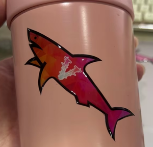 CP Pink Shark Vinyl Sticker Graphic Cartoon Design Durable Gloss Finish PVC Material Promotional Gift - Product Image 3