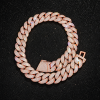 Chaîne cubaine Kirin 22 mm entièrement sertie de diamants, plaquée or rose, chaîne scintillante en moissanite, collier épais, bijoux hip-hop