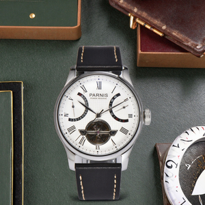 Reloj <span class=keywords><strong>Parnis</strong></span> de 43 mm, Esqueleto, Automático, Mecánico, para Hombre, Deportivo de Lujo, Caja Plateada, Correa de Cuero de 22 mm, Resistente al Agua 5 BAR - Product Image 2