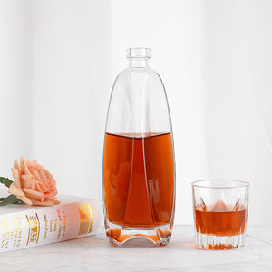 Bouteilles en verre pour whisky, vodka, gin, rhum, tequila et spiritueux, avec bouchons en bois, 250 ml, 350 ml, 500 ml - Product Image 6