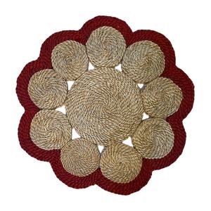 Bangladesh hermoso piso tejido a mano forma de flor redonda piso de yute orgánico trenzado Reversible alfombra antideslizante - Product Image 4