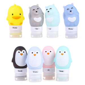 Ensemble de flacons de voyage en silicone, design animalier cartoon, 60ml 80ml 90ml 100ml, pour lotion cosmétique, douche et bain - Product Image 4