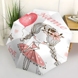 1 Parapluie Pliant Personnalisé Rose avec Nom de Fille, Sans Minimum de Commande, Cadeau de Saint-Valentin, Impression UV, Parapluie Personnalisé - Product Image 1