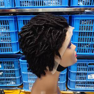 Peluca Corta Afro Rizada <span class=keywords><strong>de</strong></span> <span class=keywords><strong>Cabello</strong></span> <span class=keywords><strong>Humano</strong></span>, Tejida a Mano, Color Marrón Oscuro, Transparente, Pequeña, 13*4 Frontal - Product Image 2