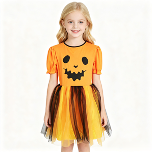 Vestido tutú <span class=keywords><strong>de</strong></span> calabaza <span class=keywords><strong>de</strong></span> Halloween para niños, top naranja con estampado <span class=keywords><strong>de</strong></span> calabaza y falda <span class=keywords><strong>de</strong></span> tul negra - Product Image 6