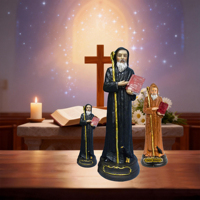 Statue religieuse de Saint Benoît personnalisée en résine 3D, faite à la main et peinte à la main, de 4,8 à 12 pouces, décoration de bureau de Noël catholique