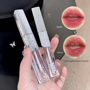 ลิปกลอสแบบสองหัว ยี่ห้อของเราเอง รุ่นขายดี เนื้อแมตต์ กลิตเตอร์ ฉ่ำวาว กันน้ำ ไม่เหนียวเหนอะหนะ วีแกน ป้องกันแสงแดด บำรุงริมฝีปาก - Product Image 2