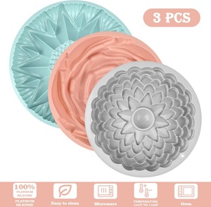 Moldes de Silicona para Pastel con Forma de Flor, 3 Piezas, Grandes, Redondos, Antiadherentes, para Pan, Tartas, Gelatina, Rosa, Girasol, Crisantemo - Product Image 2