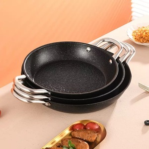Venta al por mayor antiadherente de acero inoxidable Paella Pan para el hogar Hotel Cocina Uso al aire libre Cocina de inducción Compatible Con dos manijas - Product Image 1
