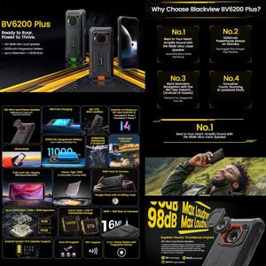 Blackview BV6200 Plus โทรศัพท์มือถือกันน้ำ 4G รุ่นทนทาน 8GB+128GB ระบบปฏิบัติการ Android 14 แบตเตอรี่ขนาดใหญ่ พร้อม Octa Core OTG NFC - Product Image 2