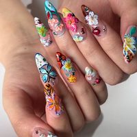 Uñas Postizas Cuadradas Opulent Almond de Grado Comercial con Diseño de Mariposa, Reutilizables, con Logotipo Personalizado, Equipo de Belleza Profesional para Dedos