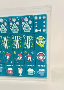 Juego de Mahjong Americano de Lujo para 4 Jugadores, 160 Piezas, de Acrílico de Doble Capa, Resistente al Agua, con Patas Metálicas Plegables, 36 mm, Estilo Cabaña de Montaña Invernal - Product Image 1
