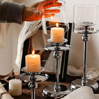 Bougeoir doré de luxe nordique pour dîner romantique aux chandelles, décoration de table de mariage
