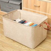 Panier de rangement pliable en tissu ramie et coton pour la maison, capacité 10-20L, pour chambre et placard (21x16x13.5cm)