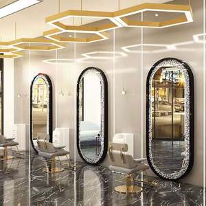 2025 gran oferta moderno de longitud completa dorado muebles de salón de peluquería montado en la pared maquillaje de peluquería ESPEJO DE BELLEZA LED para sala de estar - Product Image 3