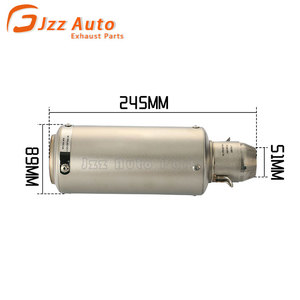 Silencieux d'échappement universel pour <span class=keywords><strong>moto</strong></span>, argenté, diamètre d'entrée 51 mm, diamètre de sortie 89 mm, corps 245 mm, longueur totale - Product Image 2