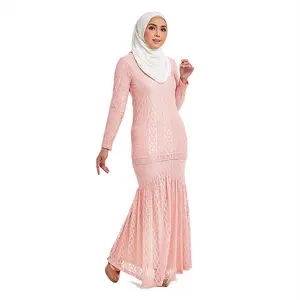 SIPO 2023 Malaysia Fesyen Moden Lace Gathered Hem Skirt Crystal Rose Wholesale In Vietnam Baju Kurung