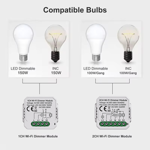 Interruptor Atenuador de Luz LED Inteligente WiFi, Control Remoto por Aplicación Smart Life/Tuya, Interruptor de 1/2 Vías, Compatible con Alexa <span class=keywords><strong>Echo</strong></span> y <span class=keywords><strong>Google</strong></span> <span class=keywords><strong>Home</strong></span> - Product Image 3