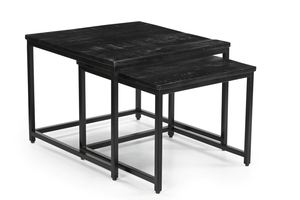 Juego de mesas de centro modernas negras de hierro/madera, juego de 2 mesas de centro cuadradas, muebles de sala de estar a precio de mayoreo. - Product Image 2