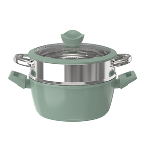 Nouvel ensemble de batterie de cuisine écologique antiadhésif vert sauge 18 pièces avec ustensiles et dessous de plat pour cuisinières à <span class=keywords><strong>gaz</strong></span> et à induction - Product Image 3