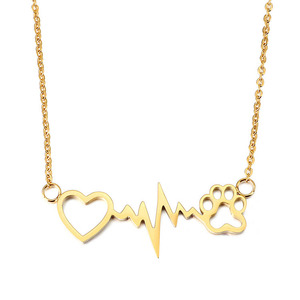 Collar con huella de pata de Mascota para mujer y niña, colgante de corazón de amor de perro y gato, joyería de alta calidad, G1651 - Product Image 6