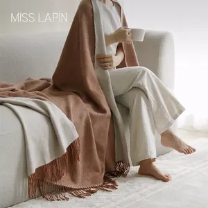 Blankets Blanket MISSLAPIN Wholesale Super Sofa Textured Throw Cover Blankets Soft Bed End Light Luxury Wool Throw Blanket