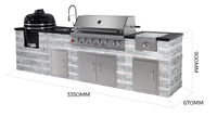 Ensemble de cuisine moderne avec plaque de cuisson réglable et îlot de cuisine en marbre pour l'extérieur Construction en acier inoxydable