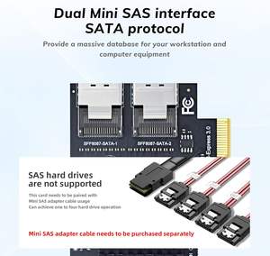 PCI-E X4 X8 X16 ~ 8 포트 <span class=keywords><strong>SATA</strong></span> 3.0 SFF8087 확장 카드 (SFF-8087 미니 SAS 인터페이스 컨트롤러 어댑터 ASM1166 칩 포함) - Product Image 4