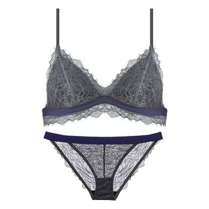 Soutiens-gorge et culotte ensemble filles petits <span class=keywords><strong>seins</strong></span> froncés Triangle tasse Sexy dentelle soutien-gorge Transparent Sexy culotte - Product Image 2