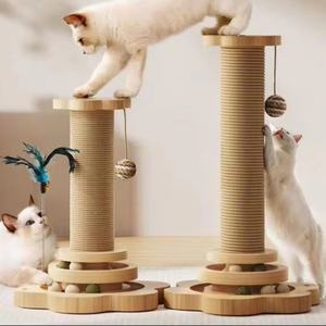 Vertical Wear-resistant and Non Shedding Cat Scratching Column Turntable Hemp Rope Claw Cat Scratching Board - Product Image 1