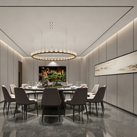 Projet de design d'intérieur clé en main pour hôtel et restaurant de luxe, rendu 3D, ensemble de mobilier complet, solution tout-en-un