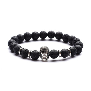 Pulsera de Cabeza de León Dorada para Hombre, Pulsera de Piedra de Lava Volcánica Mate para Mujer, Pulsera de Moda, Joyería Animal - Product Image 3