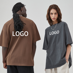 T-shirt homme surdimensionné 100 % coton de haute qualité, lourd, avec logo personnalisé, effet délavé à l'acide, style vintage - Product Image 1