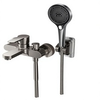 Robinet de douche thermostatique moderne en chrome poli, ensemble de douche et bain à 3 trous avec poignée unique et verrouillage de température pour salle de bain