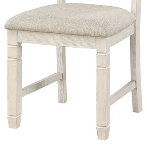 OE HOME Anji 24 Inch Side Dining Chairs Set of 2 Curved <b>Back</b> Beige Polyester <b>Cushioned</b> Seat Transitional Convertible Wood Legs - Product Image 6