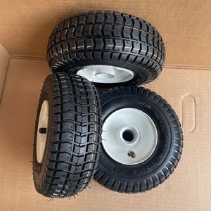 Pneus pneumatiques 9x3.50-4 à plis diagonaux avec essieu pour roue de chariot à main - Product Image 2