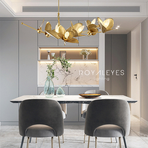 Американский простой новый дизайн, золотистые медные листья, подвесной светильник, декоративная люстра, современная люстра для гостиной - Product Image 2