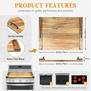 Custom Acacia Wood <strong>Cutting</strong> Board Food Serving Wooden Noodle Board for Electric Gas Stove Top Cover - Product Image 4