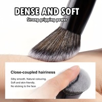 Kit de 4 pinceaux de maquillage double-embout à manche en bois, incluant pinceaux angulaires pour blush, fond de teint, contour et anticernes, Noir et Blanc, Outils de maquillage véganes