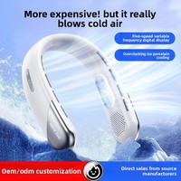 Ventilateur de cou portable sans pales, rechargeable par USB, 2400 mAh, moteur sans balais, 6-8 heures d'autonomie, pour usage extérieur
