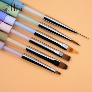 Nouvelle conception, outils professionnels de nail <span class=keywords><strong>art</strong></span> de luxe, manche mat coloré, logo personnalisé, pinceau universel ovale plat ombré, manucure - Product Image 4