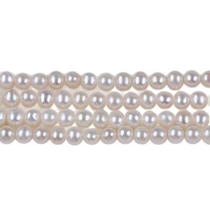 Perles d'eau douce baroques en gros, 5-6 mm, blanches, naturelles, pour la fabrication de bijoux, accessoires en vrac, provenance de Zhuji - Product Image 5