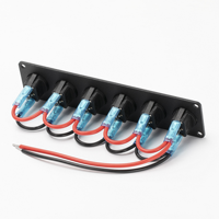 PN-R6-101EN-BL-12VDC Panneau de commutation à bascule marin 6 interrupteurs étanche 12V avec LED bleue 3 broches pour bateau et voiture