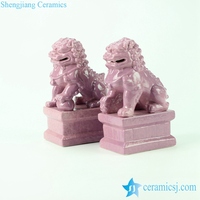 Statues de lions en céramique de la série RYXP21, couleur argentée rose, dorée, verte et violette, en paire