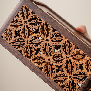 <b>Black</b> Walnut Wood <b>Tissue</b> Box Solid Wood Carved Design For Living Room Dining Table Napkin Storage - Product Image 3