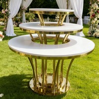 Table à gâteau de mariage en acier inoxydable de style minimaliste chinois, support à desserts pour location de mariage, pour la mariée et le marié