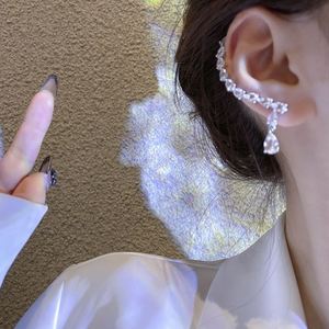 European and American 925 Silver Needle <b>Earring</b> Rhinestone Water Drop Zircon <b>Stud</b> <b>Earrings</b> Women's Design One-piece Ear Clip - Product Image 3