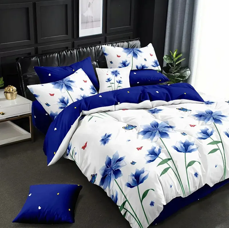 new style Floral Design polyester king size fitted sheet bedding set for spring and autumn