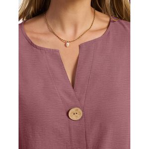 Women's 3 4 Sleeve V Neck Button Down <b>Blouse</b> Casual Work Top Poplin Shirt Fashion Clothes - Product Image 4
